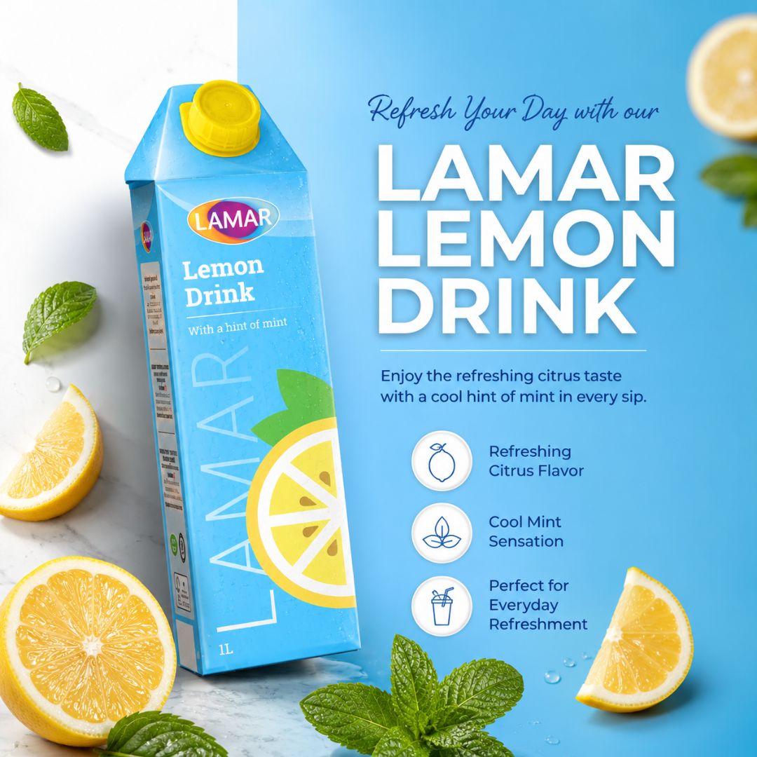 LAMAR [LEMON MINT DRINK 1L] IMPORTED FROM EGYPT - LESS SUGAR, NO PRESERVATIVES