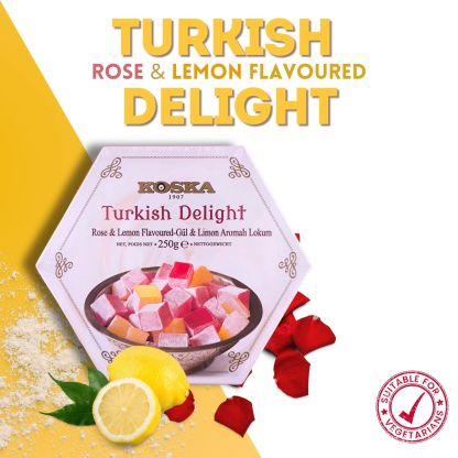 KOSKA TURKISH DELIGHT CLASSIC (Lokum)Rose & Lemon Flavoured[ 250g ] | Giftable Snacks - Imported From Turkey