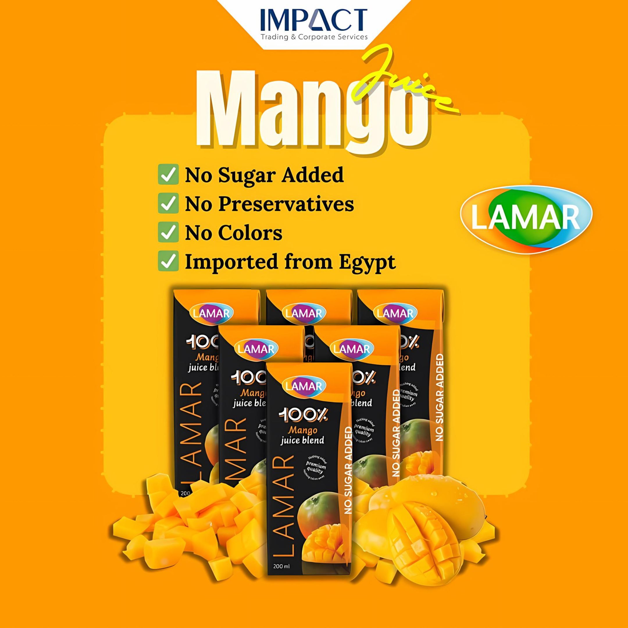 LAMAR Juice 100% Natural & Premium Drink [ 200ml X 6 pcs ] No Preservatives imported from Egypt