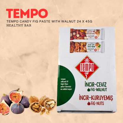 TEMPO CANDY Fig Paste With Walnut 45g- Healthy bar - Gluten free import from Turkey