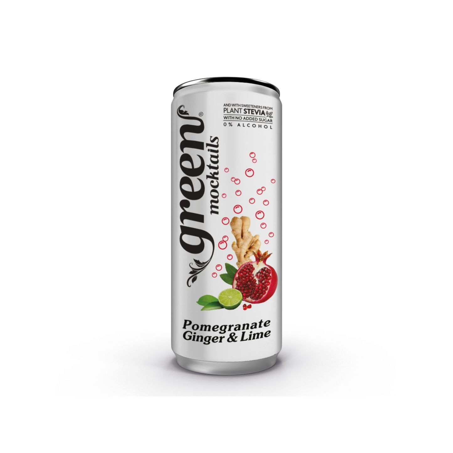 Green PomegranateGinger Lime 330ml – Naturally Sweetened Soft Drink - No Sugar Added