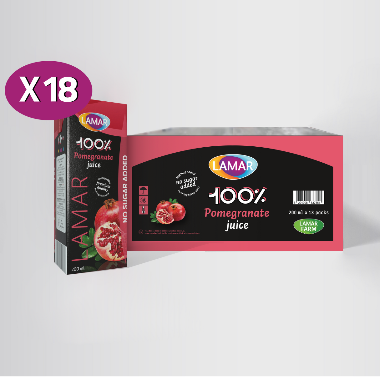 LAMAR Juice 100% Natural & Premium Drink [ 200ml X 6 pcs ] No Preservatives imported from Egypt