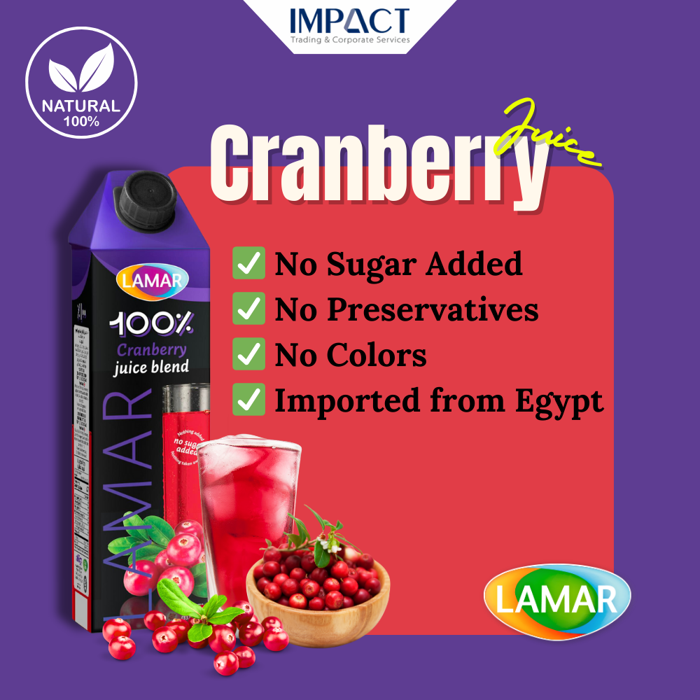 LAMAR Cranberry Juice [1L X 12pcs] 100% Natural Imported From Egypt 100% Jus Buah Kranberi 1L Import dari Egypt