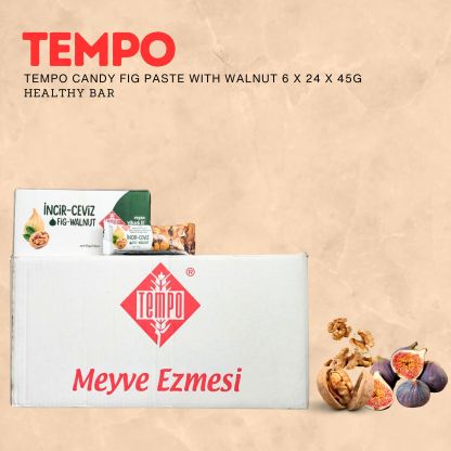 TEMPO CANDY Fig Paste With Walnut 45g- Healthy bar - Gluten free import from Turkey