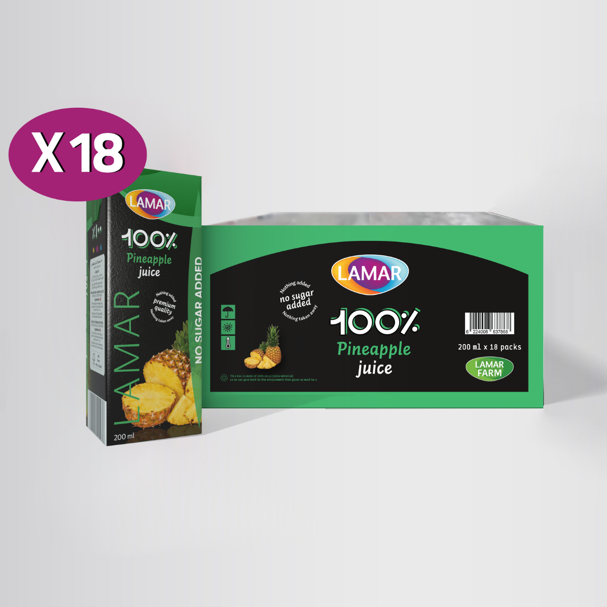 LAMAR Juice 100% Natural & Premium Drink [ 200ml X 18 pcs ] No Preservatives imported from Egypt