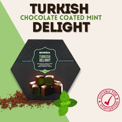 KOSKA TURKISH DELIGHT CHOCOLATE COATED WITH MINT FLAVOURED 140g x 12