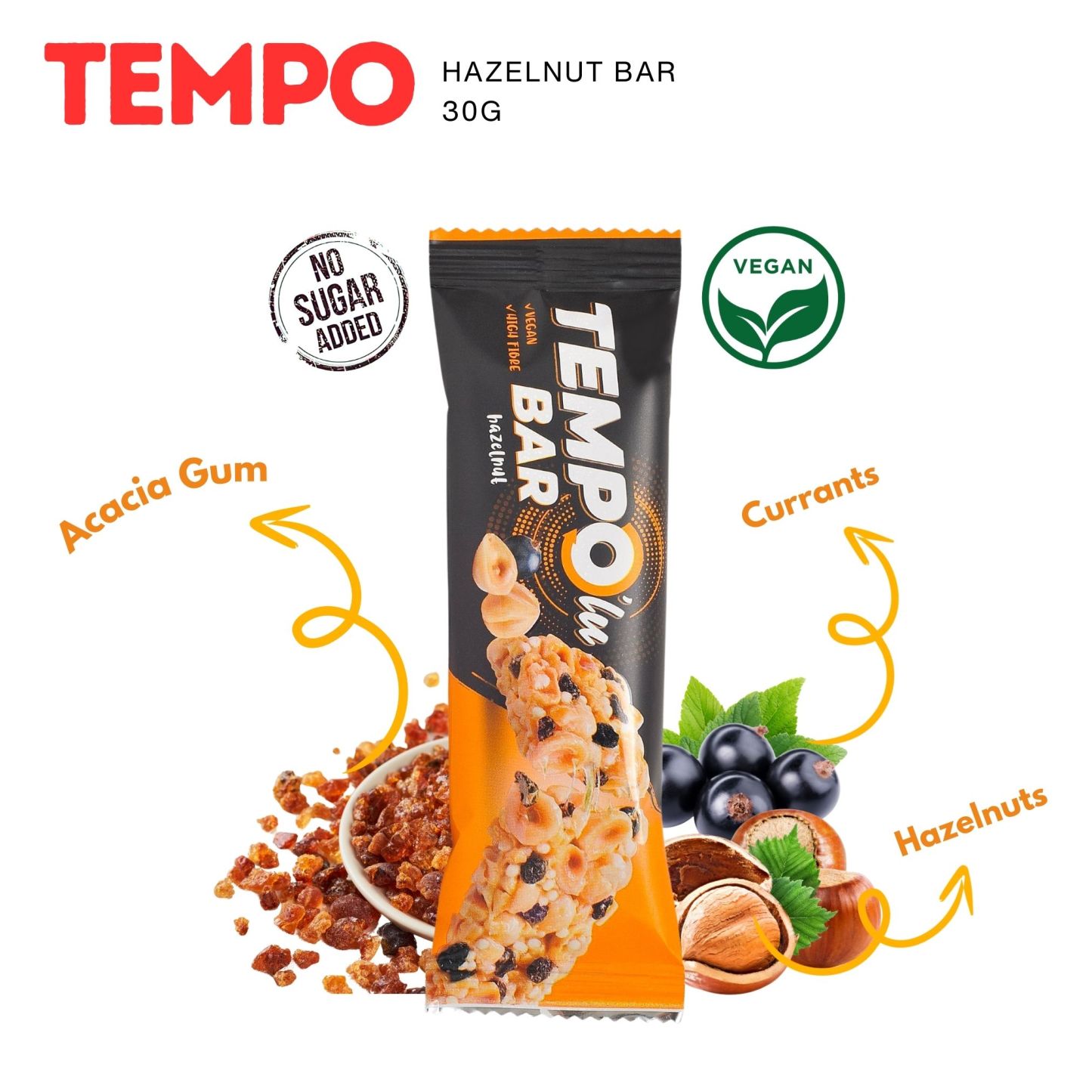 Tempo [ Hazelnuts - Pistachios ] Delight Bar 30g – No Sugar Added, Naturally Sweetened with Fruit