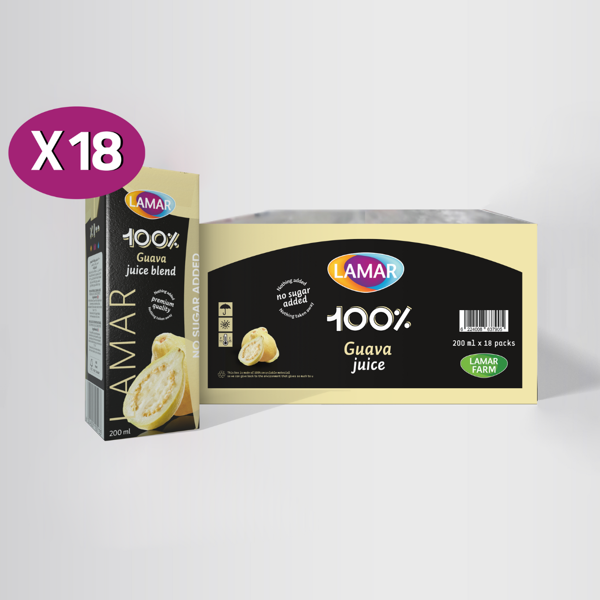 LAMAR Juice 100% Natural & Premium Drink [ 200ml X 18 pcs ] No Preservatives imported from Egypt