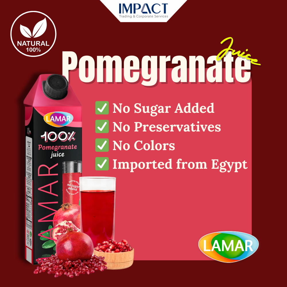 LAMAR Pomegranate Juice [1L X 12 pcs] 100% Natural Imported From Egypt 100% Jus Buah Delima 1L Import dari Egypt