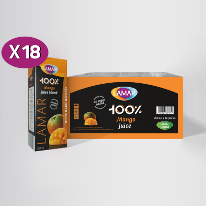 LAMAR Juice 100% Natural & Premium Drink [ 200ml X 18 pcs ] No Preservatives imported from Egypt