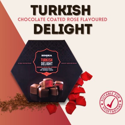 KOSKA TURKISH DELIGHT CHOCOLATE COATED ROSE FLAVOURED 140G x 12