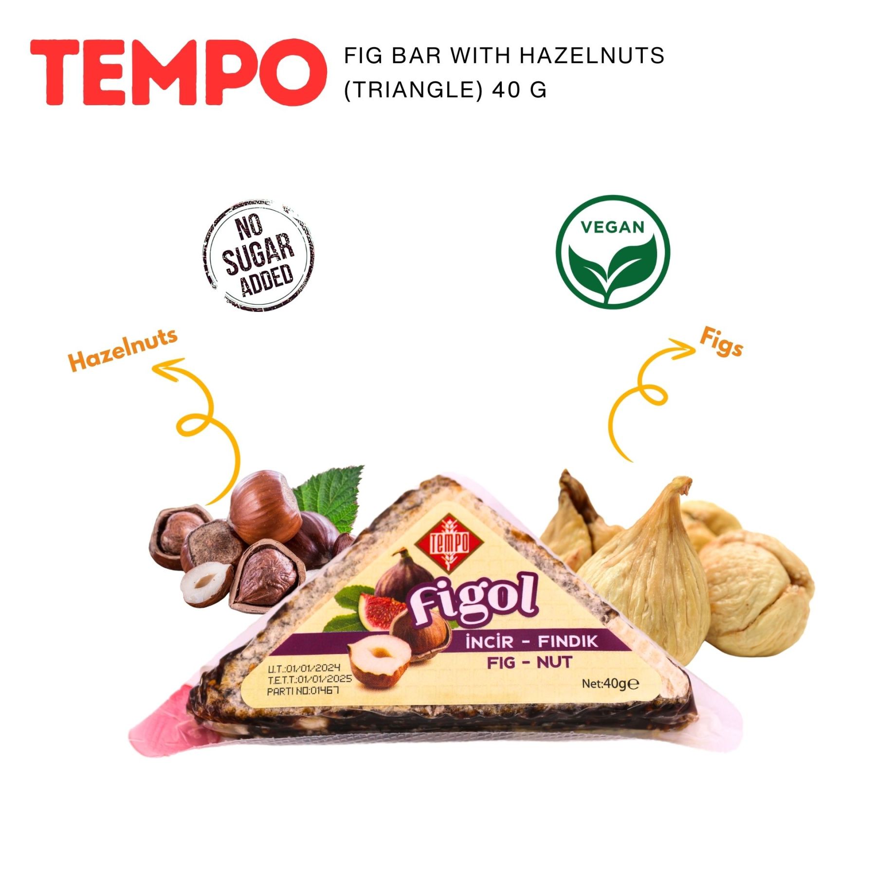 Tempo Fig Bar with Hazelnuts [ Triangle ] (40g) x 12 x 18
