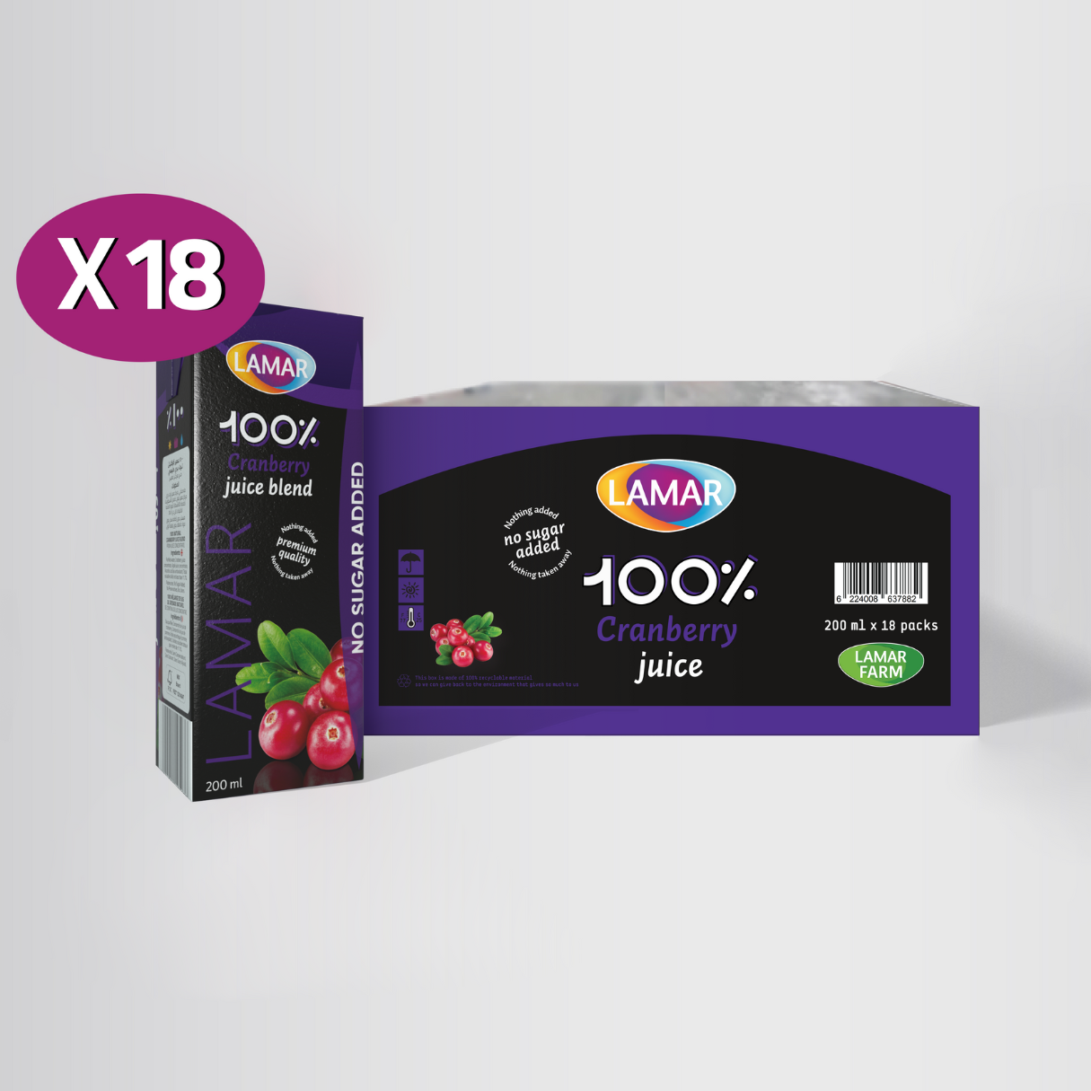 LAMAR Juice 100% Natural & Premium Drink [ 200ml X 18 pcs ] No Preservatives imported from Egypt