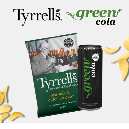 [COMBO SET] Green Cola + Food For Friends / Tyrrells / Kettle Chips | Healthy Snack & Drink Set - Perfect Pair for Snack
