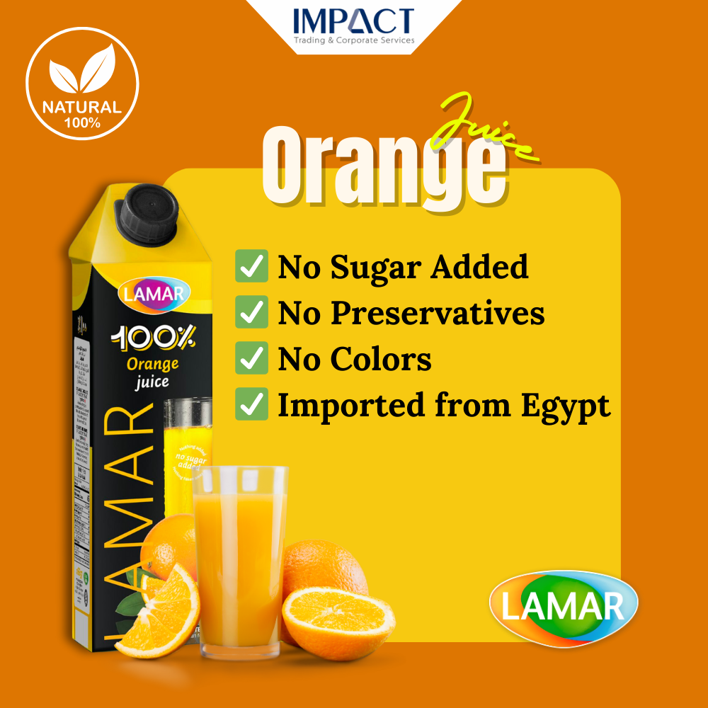 LAMAR Orange Juice [ 1L X 12pcs ] 100% Natural Imported From Egypt 100% Jus Buah Oren 1L Import dari Egypt