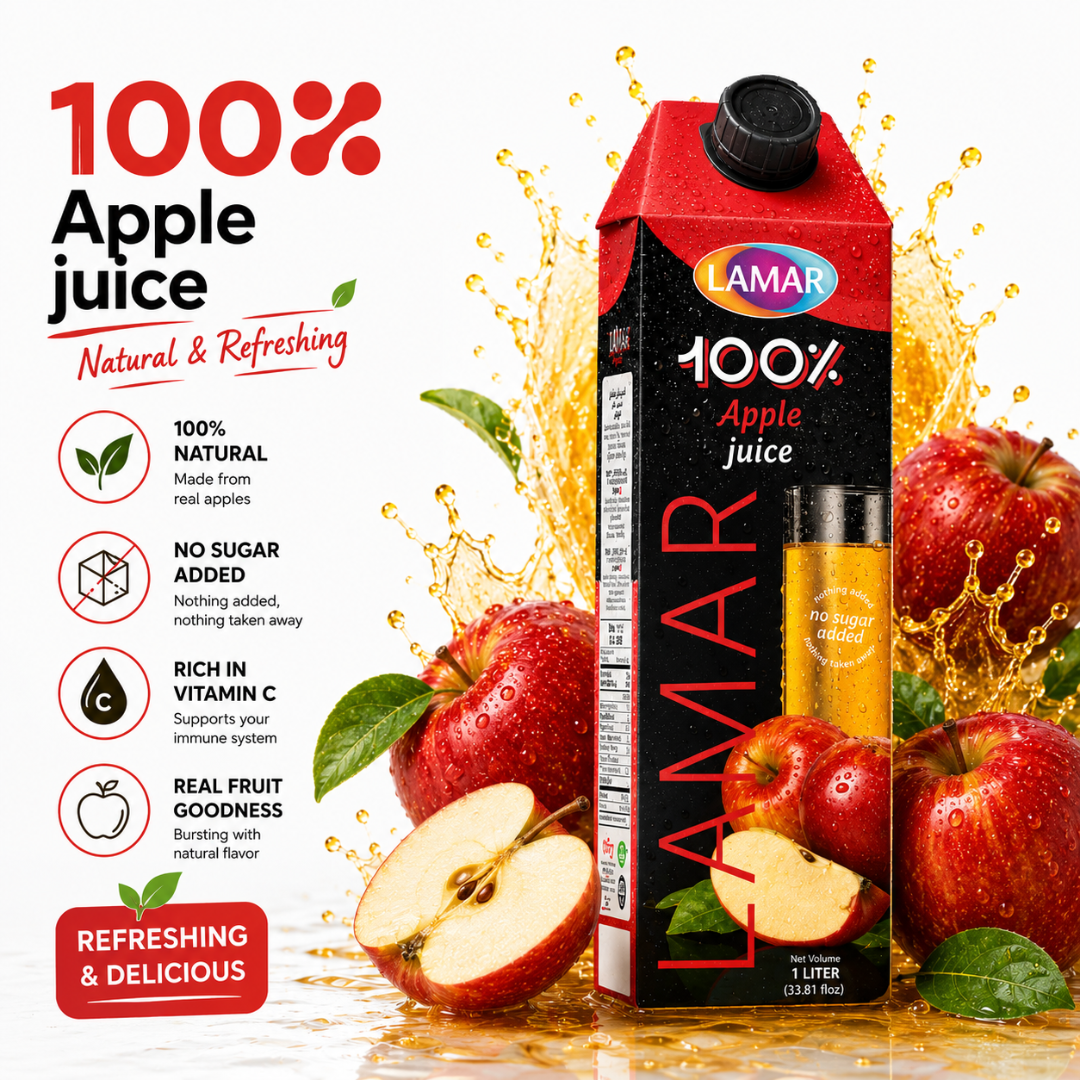 LAMAR [APPLE JUICE 1L] 100% NATURAL IMPORTED FROM EGYPT - NO ADDED SUGAR, NO PRESERVATIVES