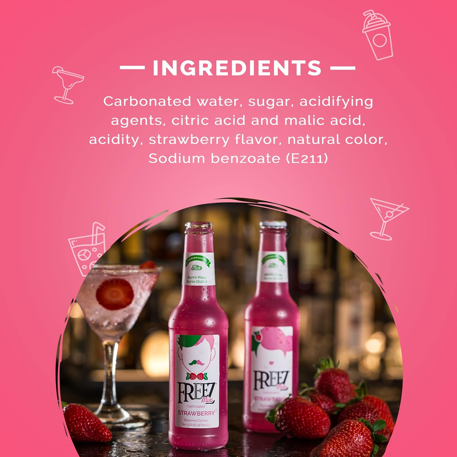 Freez Mix Strawberry Soda Drink 275ml x 24