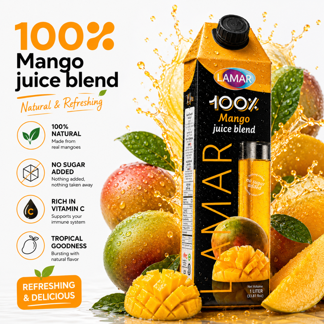 LAMAR [MANGO JUICE 1L] 100% NATURAL IMPORTED FROM EGYPT - NO ADDED SUGAR, NO PRESERVATIVES