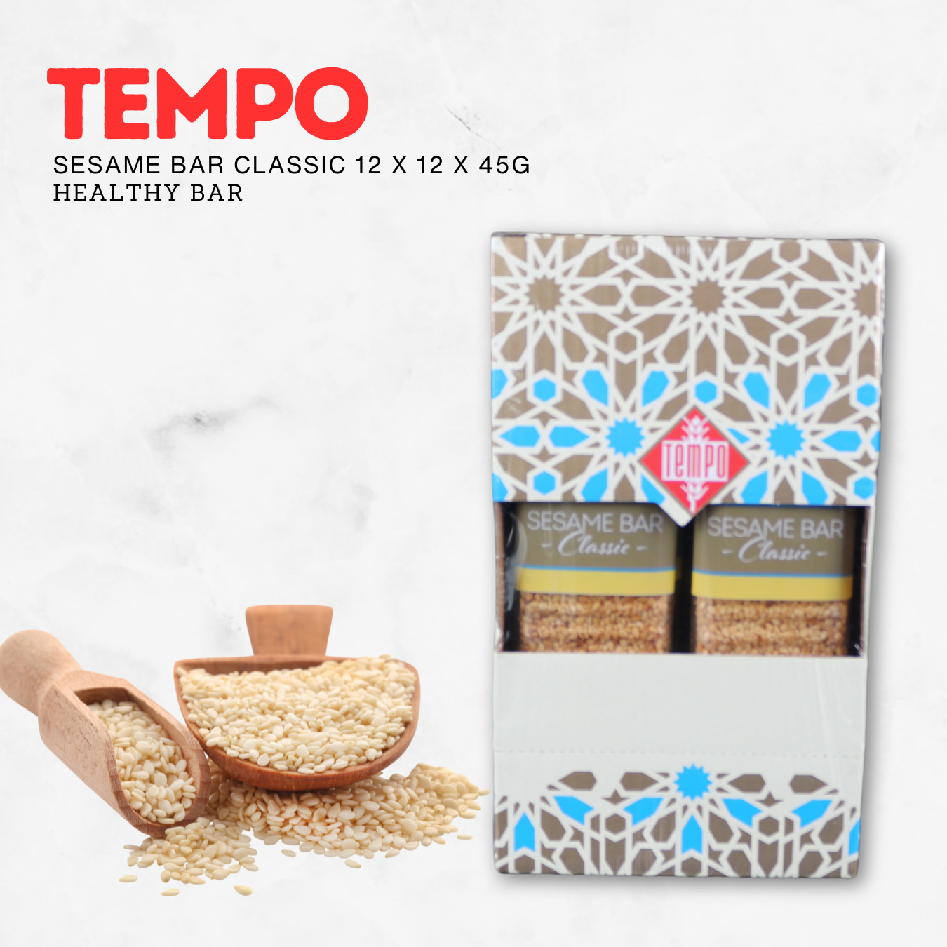 TEMPO SESAME Bar Classic 45g | Natural Sesame Snack Gluten free imported from Turkey