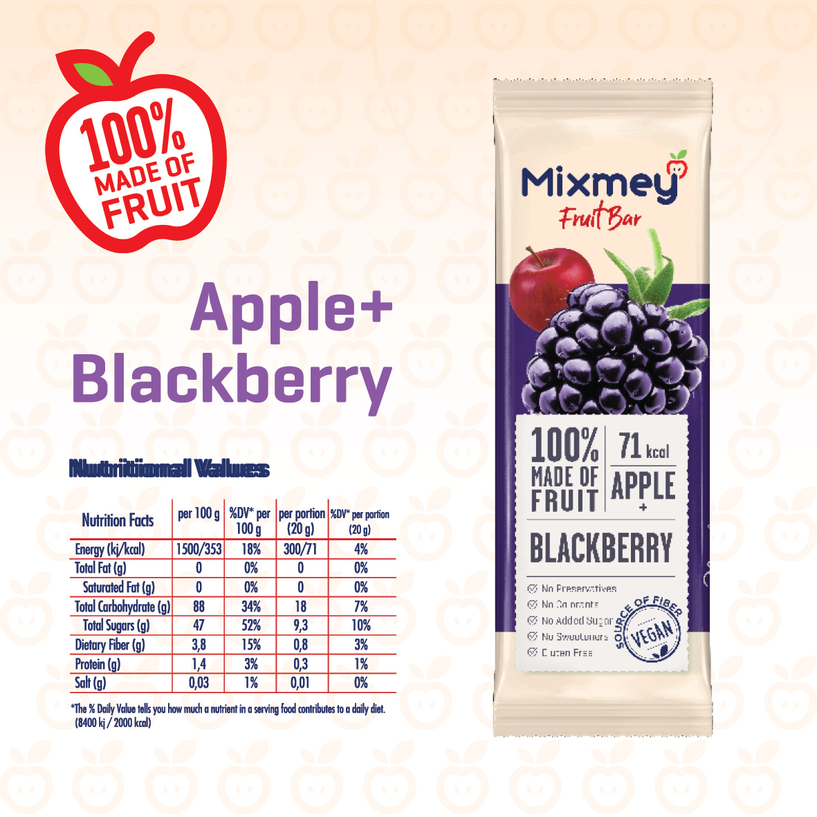 MIXMEY Apple + Blackberry Fruit Bar