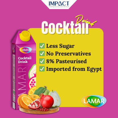 LAMAR Cocktail Drink [1L X 12pcs] Less Sugar No Preservatives Imported From Egypt