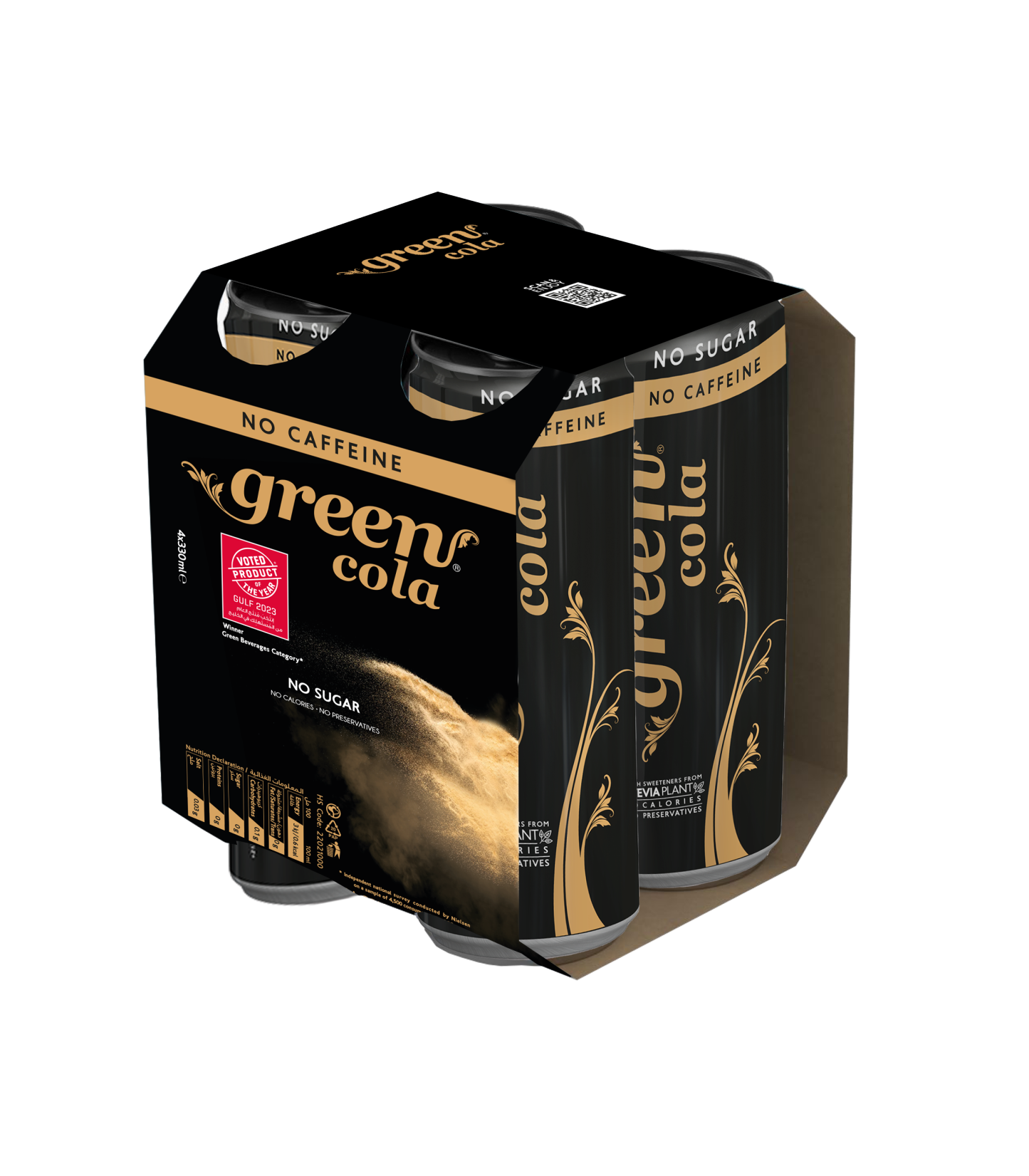 Green Cola No Caffeine 330ml – Naturally Sweetened Soft Drink - No Sugar Added
