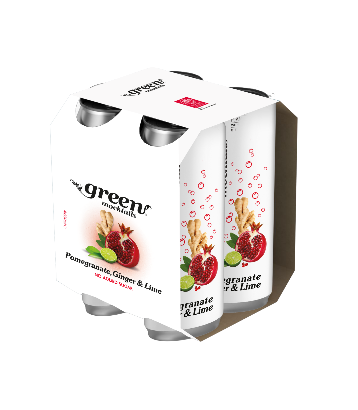 Green PomegranateGinger Lime 330ml – Naturally Sweetened Soft Drink - No Sugar Added