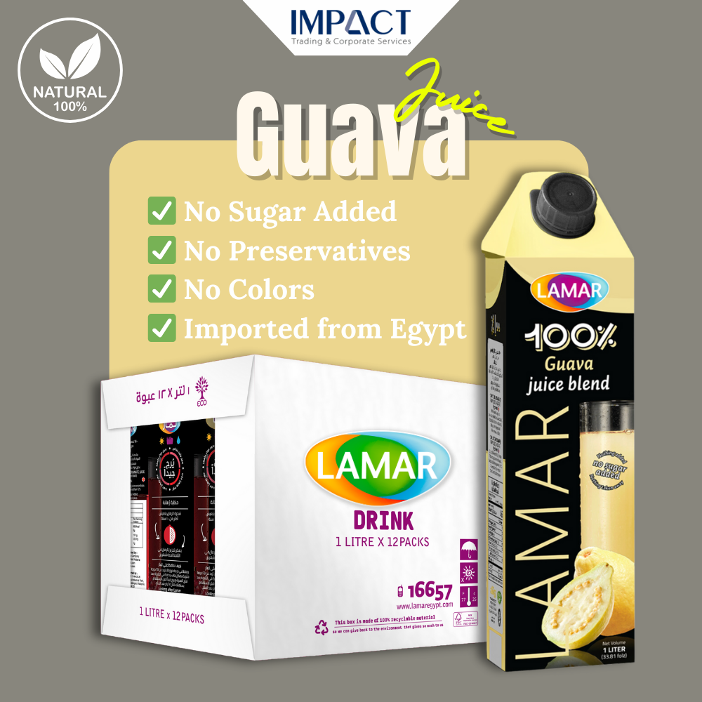 LAMAR Guava Juice [ 1L X 12pcs ] 100% Natural Imported From Egypt 100% Jus Buah Jambu Batu 1L Import dari Egypt