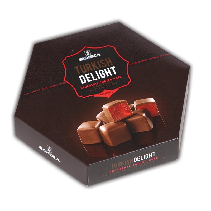 KOSKA Chocolate Coated Rose Flavoured Turkish Delight 140g x 12