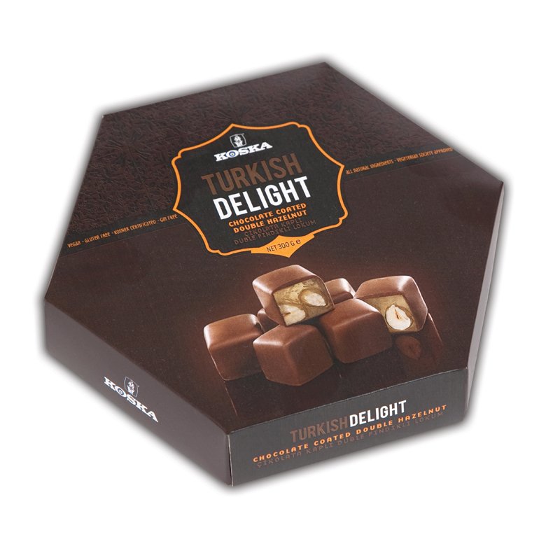KOSKA Chocolate Coated Turkish Delight With Hazelnut 140g x 12