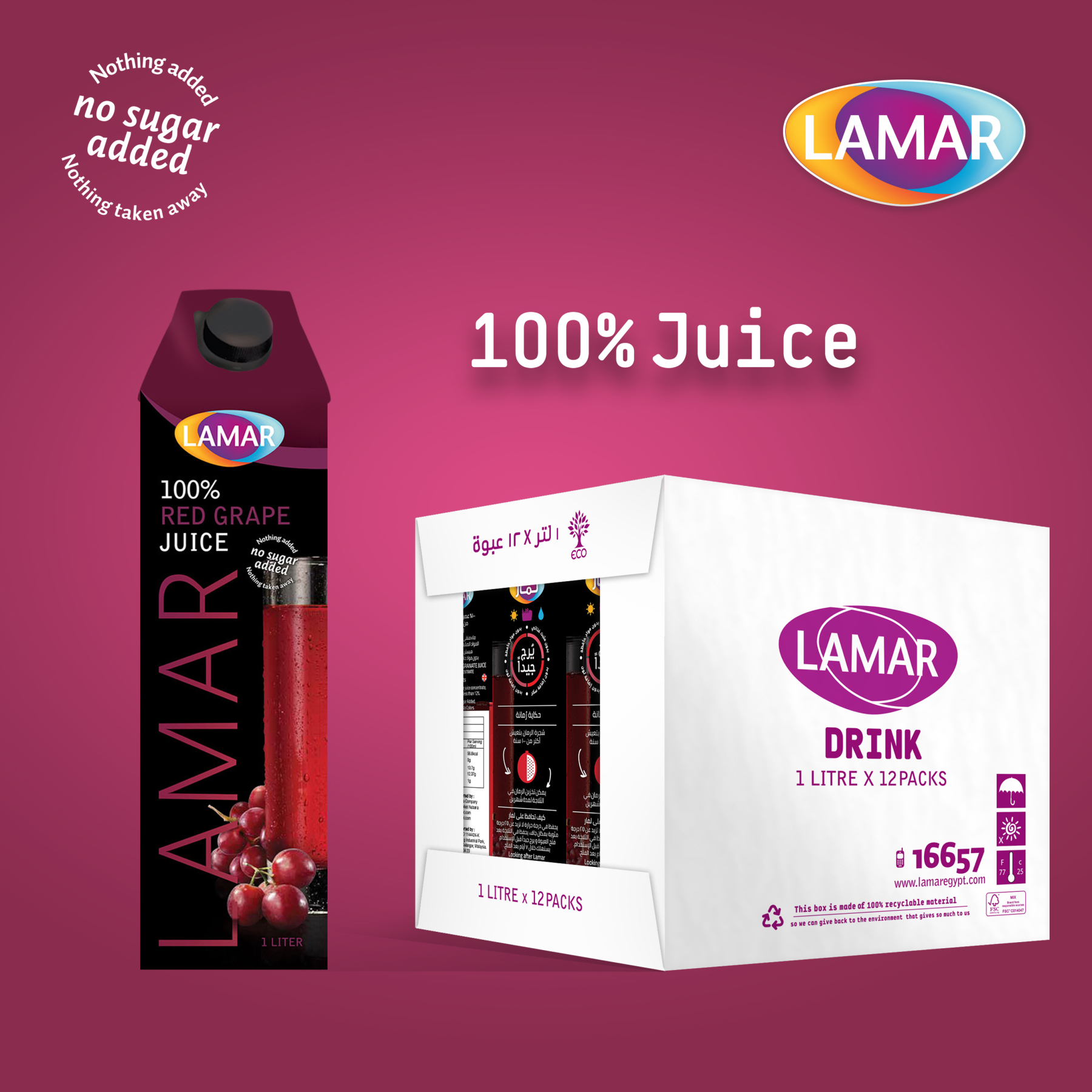 Lamar Red Grape Juice 1 Lt X 12