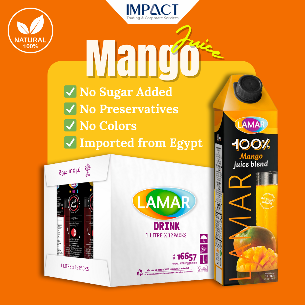 LAMAR Mango Juice [ 1L X 12 pcs ] 100% Natural Imported From Egypt 100% Jus Buah Mangga 1L Import dari Egypt