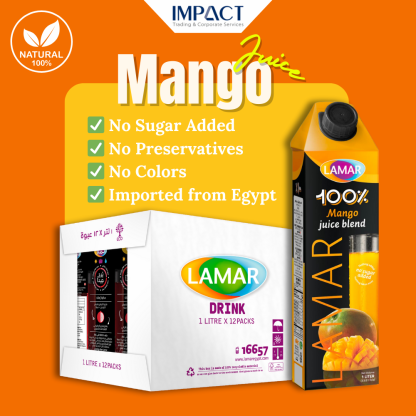 LAMAR Mango Juice [ 1L X 12 pcs ] 100% Natural Imported From Egypt 100% Jus Buah Mangga 1L Import dari Egypt