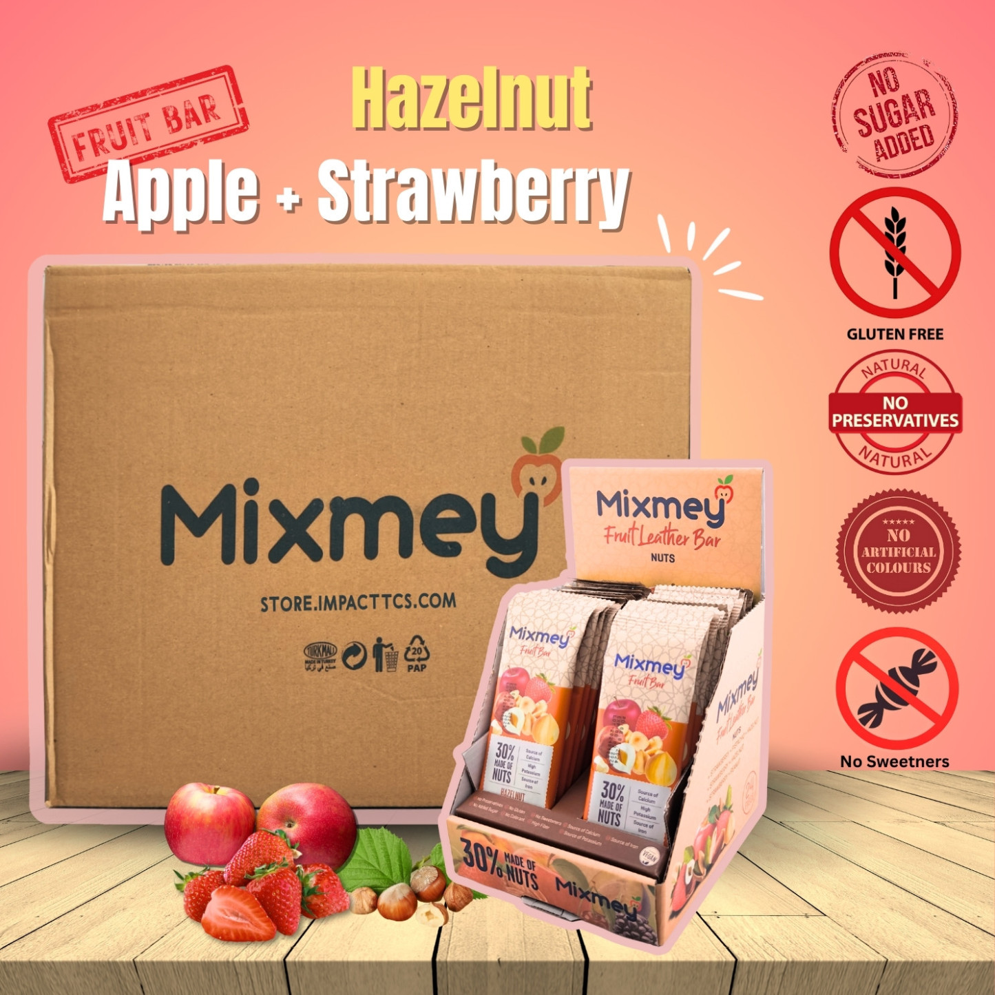 MIXMEY Hazelnut + Apple + Strawberry Fruit Bar 25 g x 24