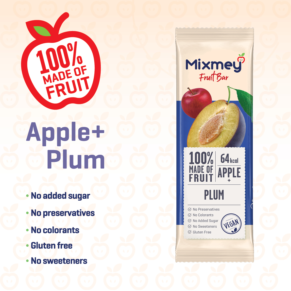 MIXMEY Apple + Plum Fruit Bar 20 g x 24