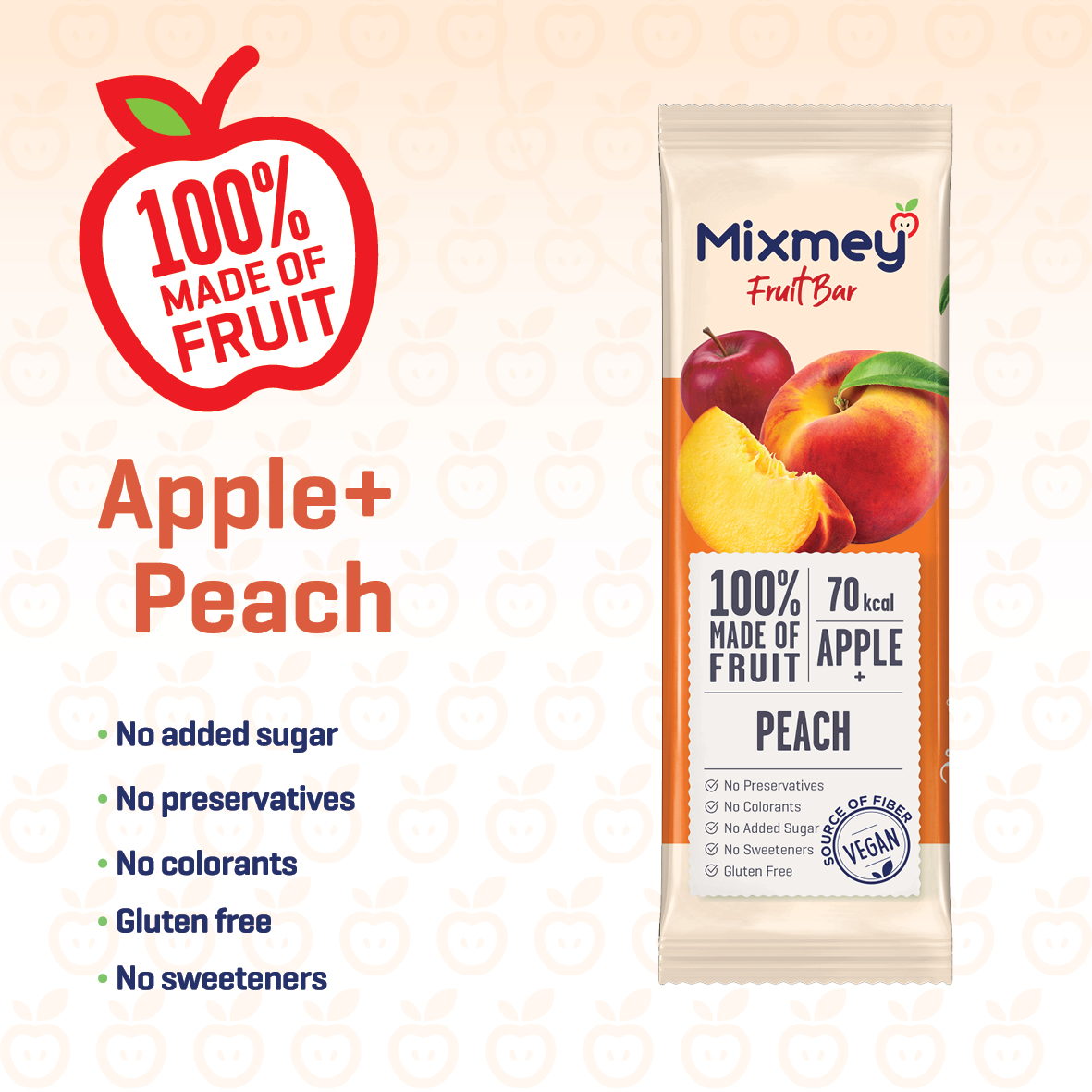 MIXMEY Apple + Peach Fruit Bar 20g x 24