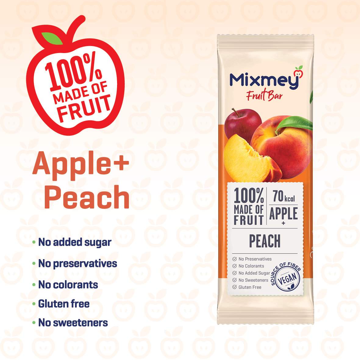 MIXMEY Apple + Peach Fruit Bar 20g x 24