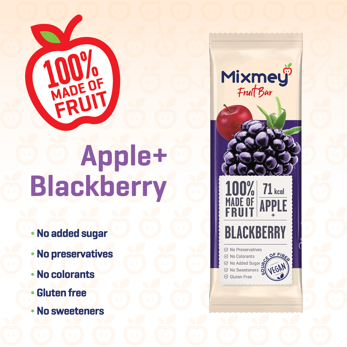 MIXMEY Apple + Blackberry Fruit Bar 20 g x 24 x 12