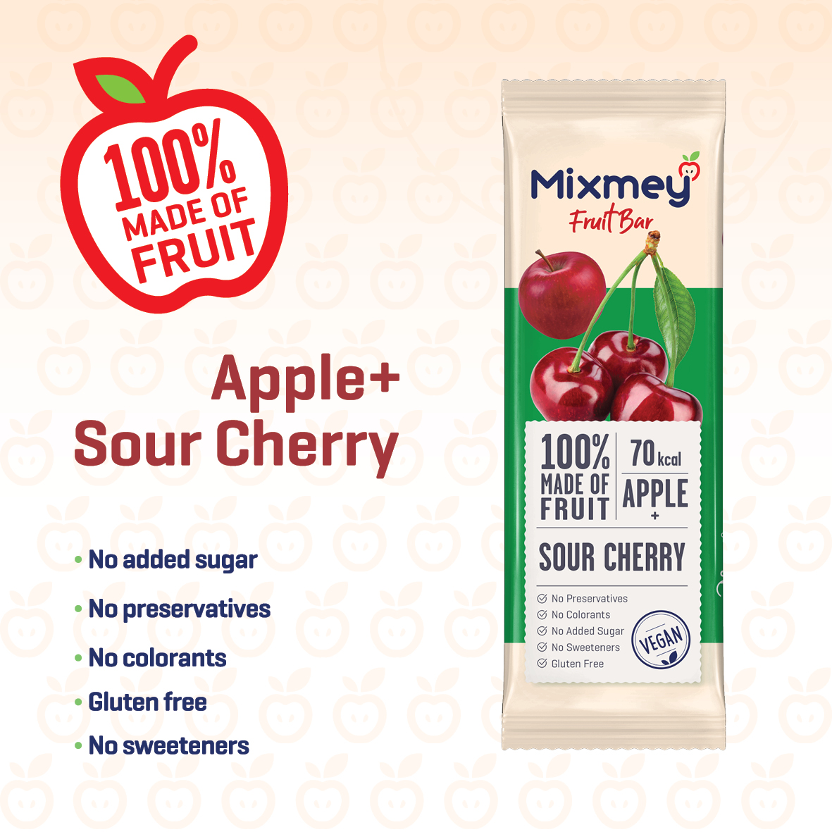 MIXMEY Apple + Sour Cherry Fruit Bar 20 g x 24