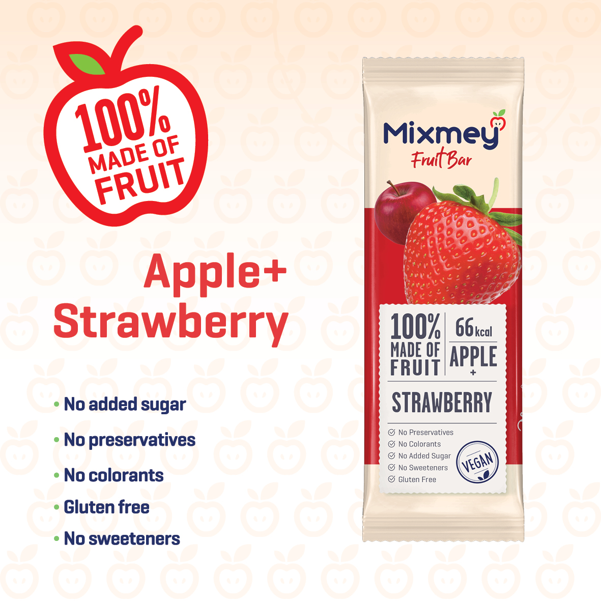 MIXMEY Apple + Strawberry Fruit Bar 20 g x 24