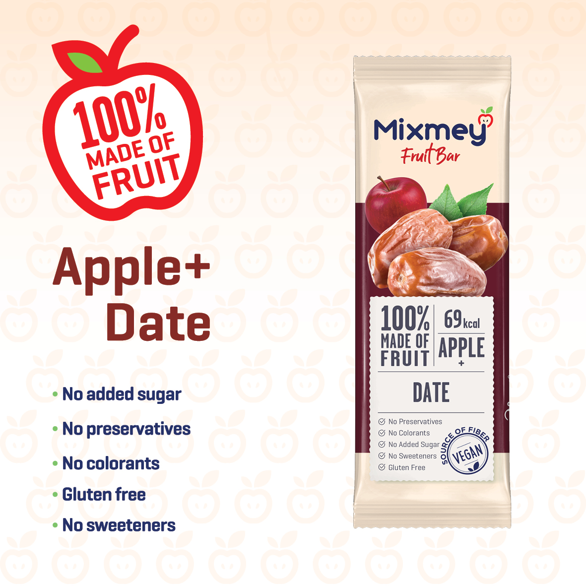 MIXMEY Apple + Date Fruit Bar 20 g x 24 