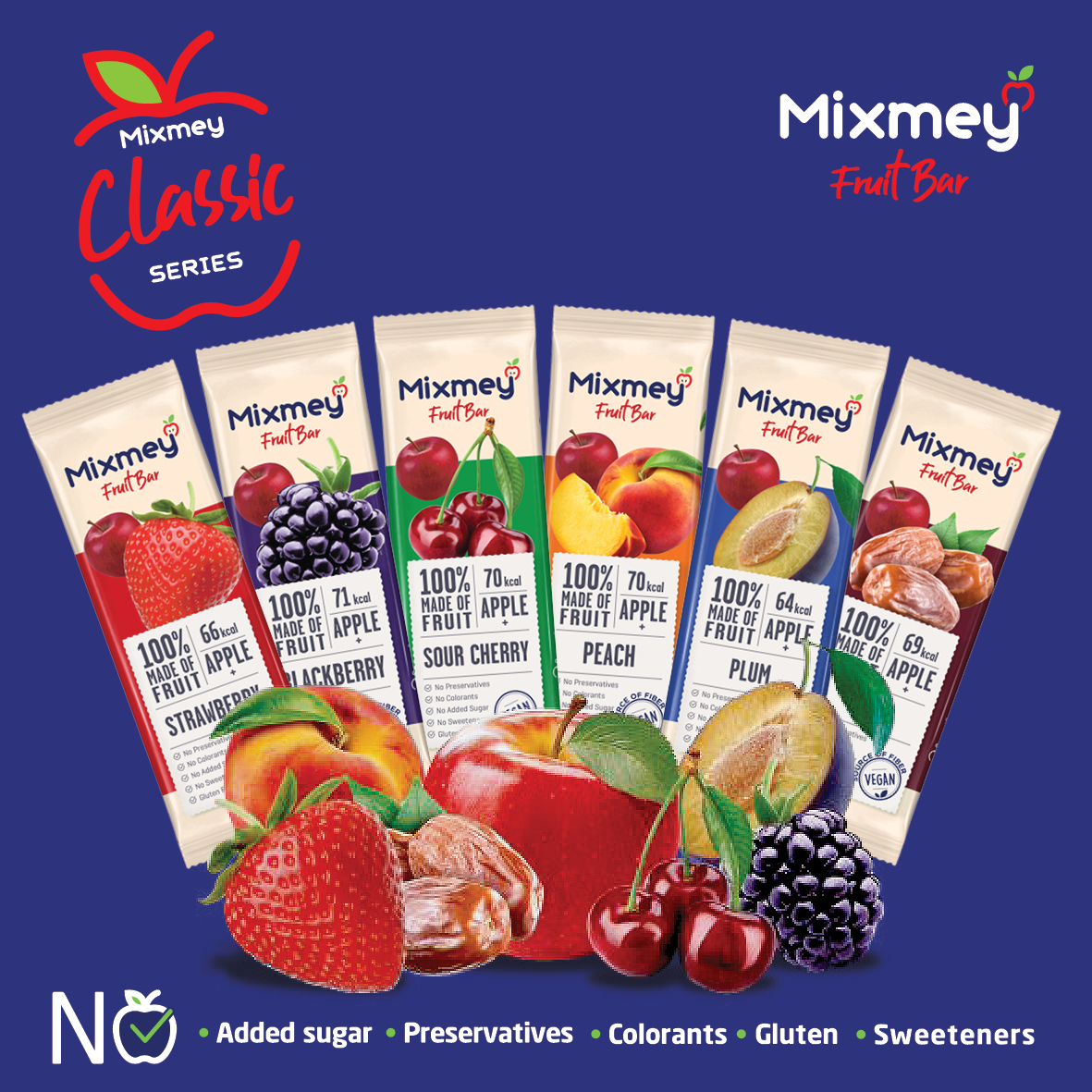 MIXMEY Apple + Peach Fruit Bar 20g x 24