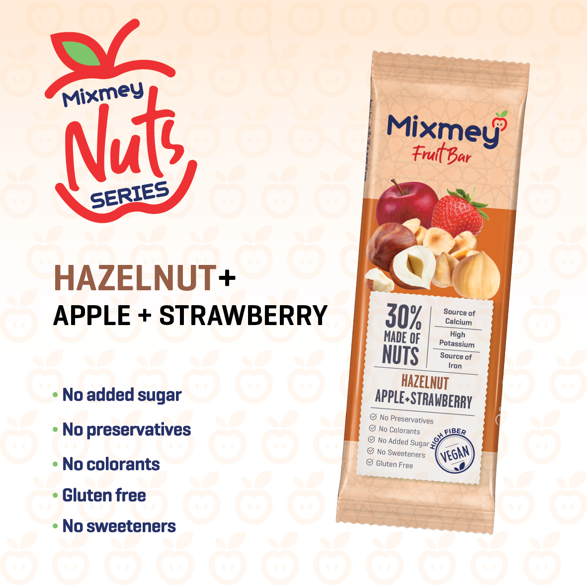 MIXMEY Hazelnut + Apple + Strawberry Fruit Bar 25 g x 24