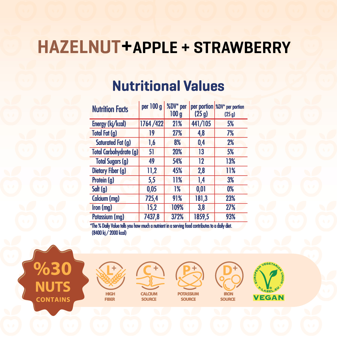 MIXMEY Hazelnut + Apple + Strawberry Fruit Bar 25 g x 24