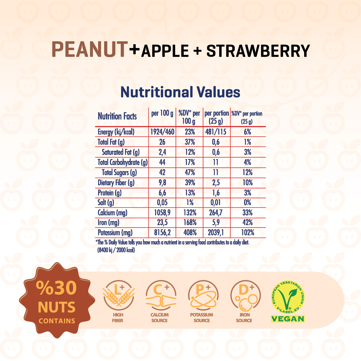 MIXMEY Peanut + Apple + Strawberry Fruit Bar 25 g x 24 x 12