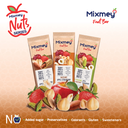MIXMEY Peanut + Apple + Strawberry Fruit Bar 25 g x 24 x 12