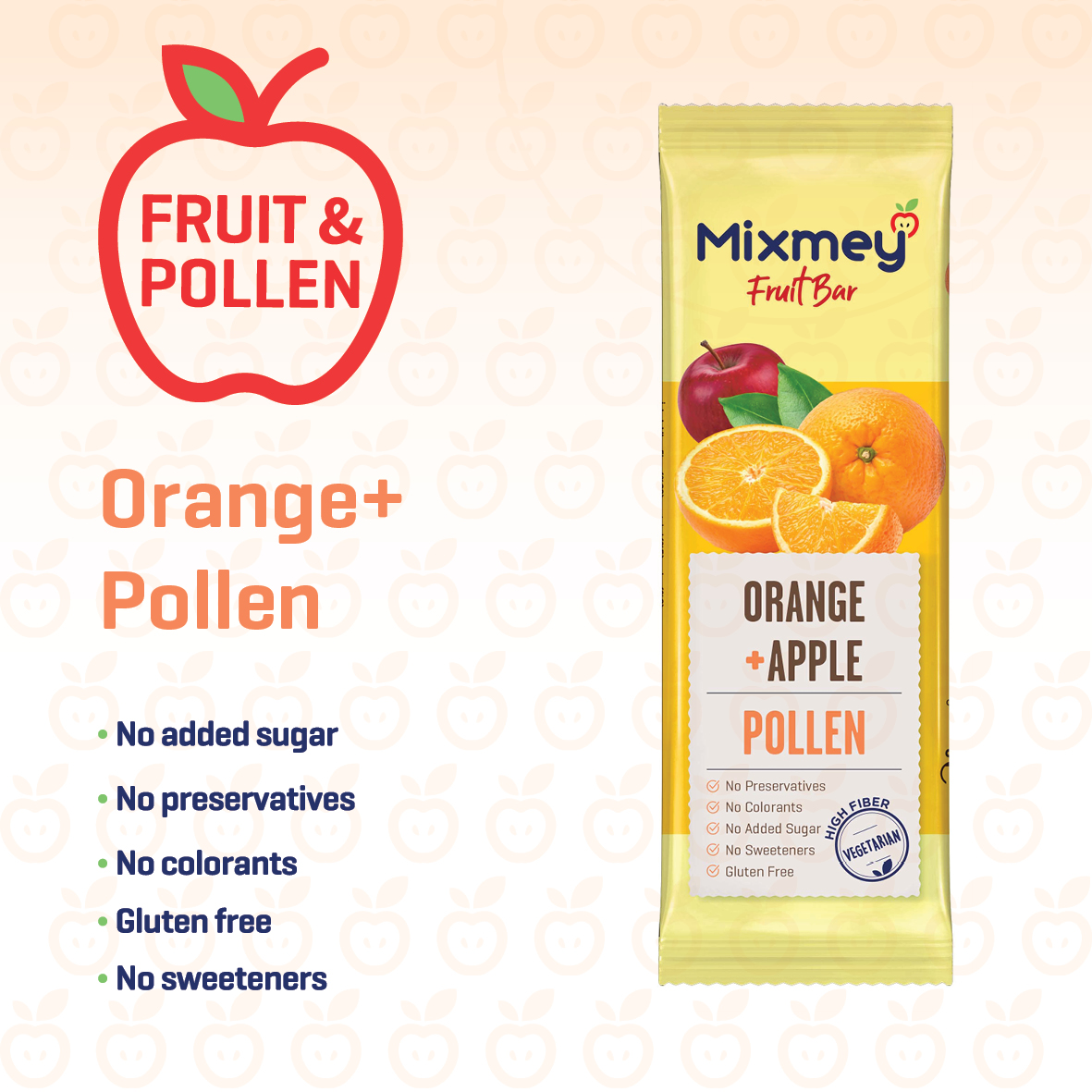 MIXMEY Orange + Pollen Fruit Bar 25 g x 24 x 12