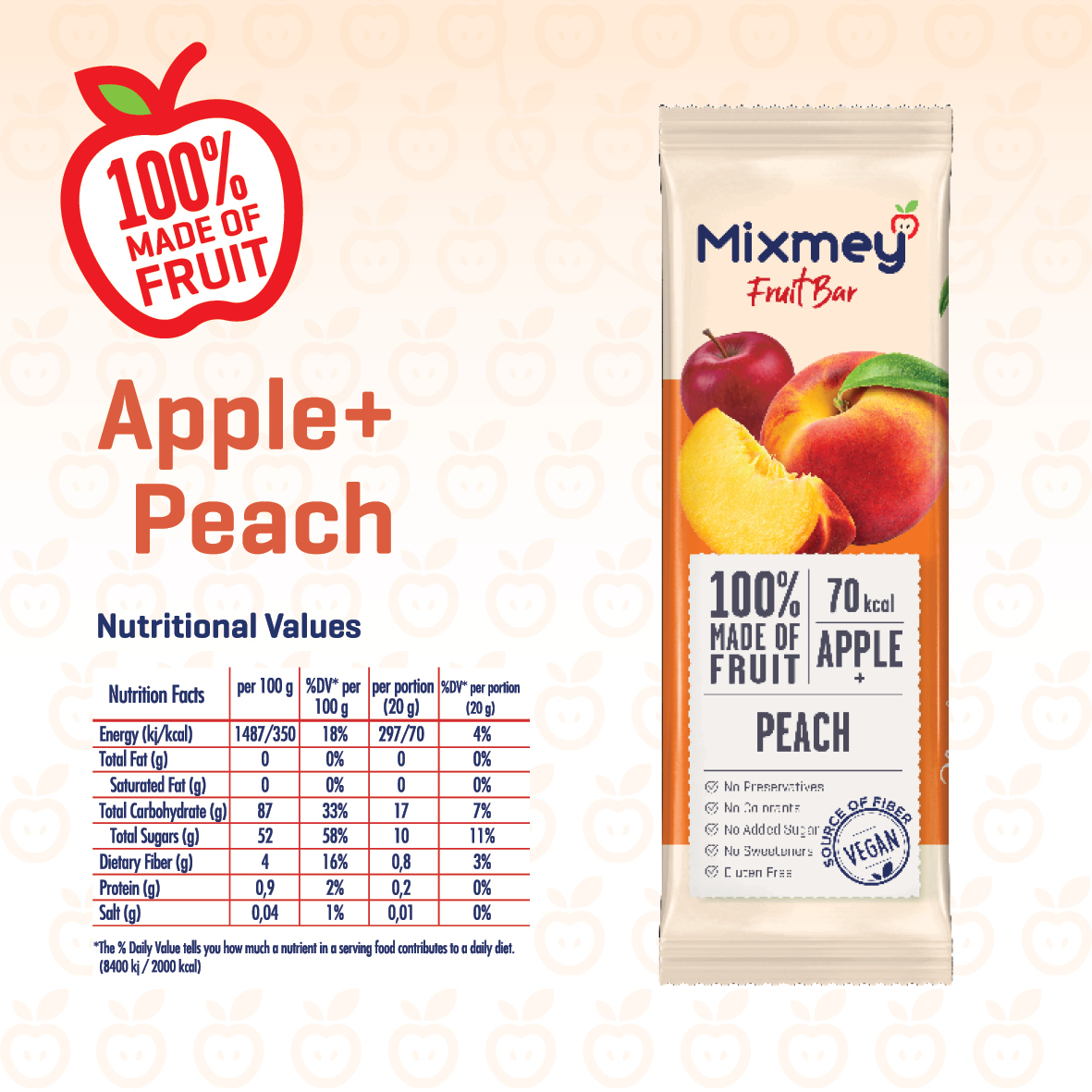 MIXMEY Apple + Peach Fruit Bar