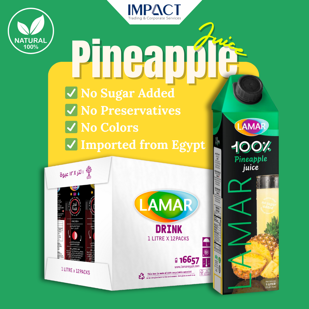 LAMAR Pineapple Juice [1L X 12 pcs ] 100% Natural Imported From Egypt 100% Jus Buah Nanas diimport dari Egypt