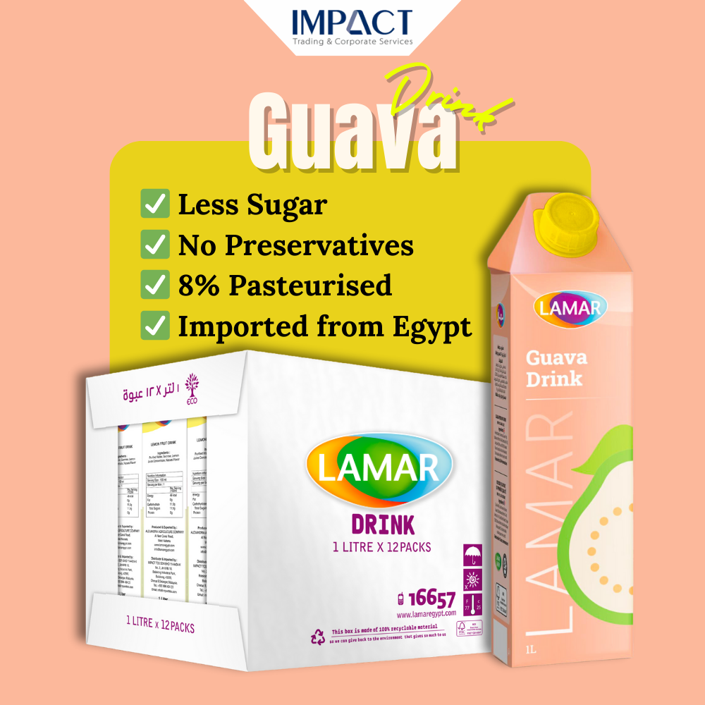 LAMAR Guava Drink 1L Less Sugar No Preservatives Imported From Egypt Minuman Buah Jambu 1L Tanpa Bahan Pengawet